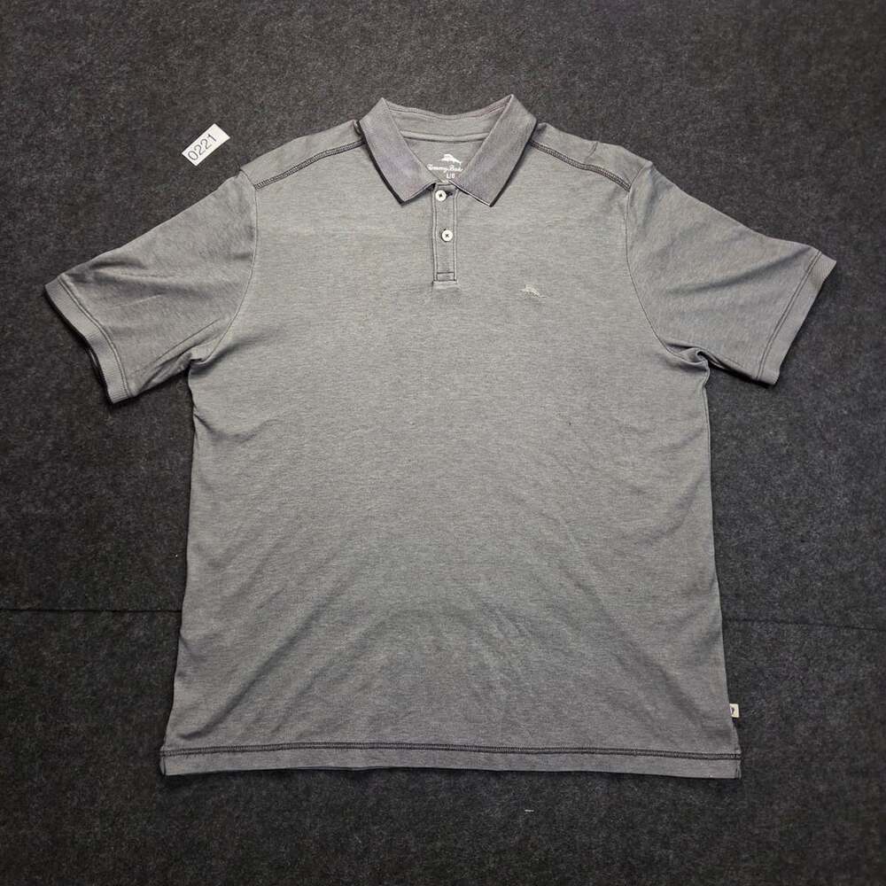 Tommy Bahama Gray Short Sleeve Polo Shirt Men's Size Large Marlin Logo